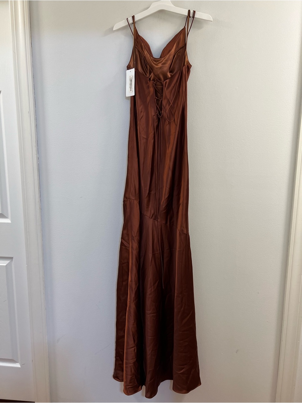 Revelry Satin Kimora in Terracota
Rust Dress - Picture 15 of 16